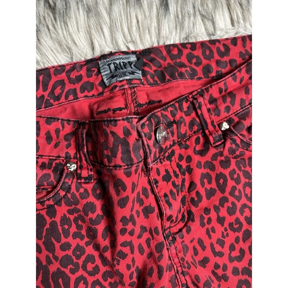 TRIPP NYC Red Leopard Print Skinny Jeans Punk Grunge Style Size 7 Women